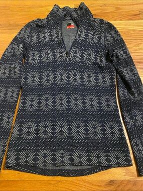 Icebreaker 260 Vertex Merino Long Sleeve Size W S Half Zip Navy/White EUC